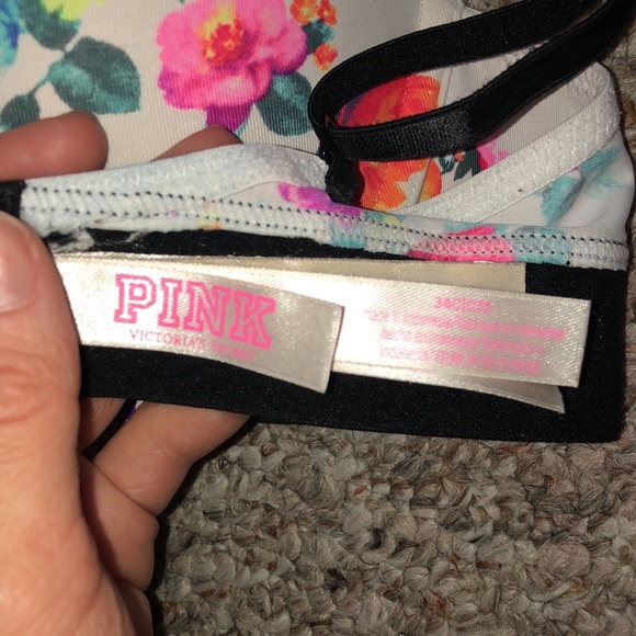 White bra with colorful flowers on it - Picture 2 of 3